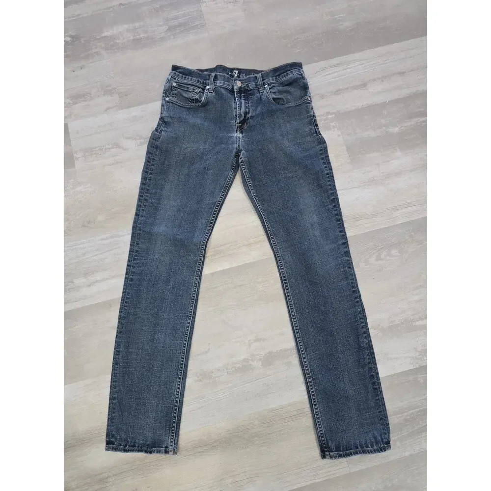 7 For All Mankind Men's Slimmy Tapered Jeans Size 34 Med Wash Stretch Denim